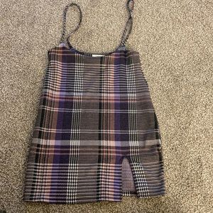 Plaid skirt with skinny straps